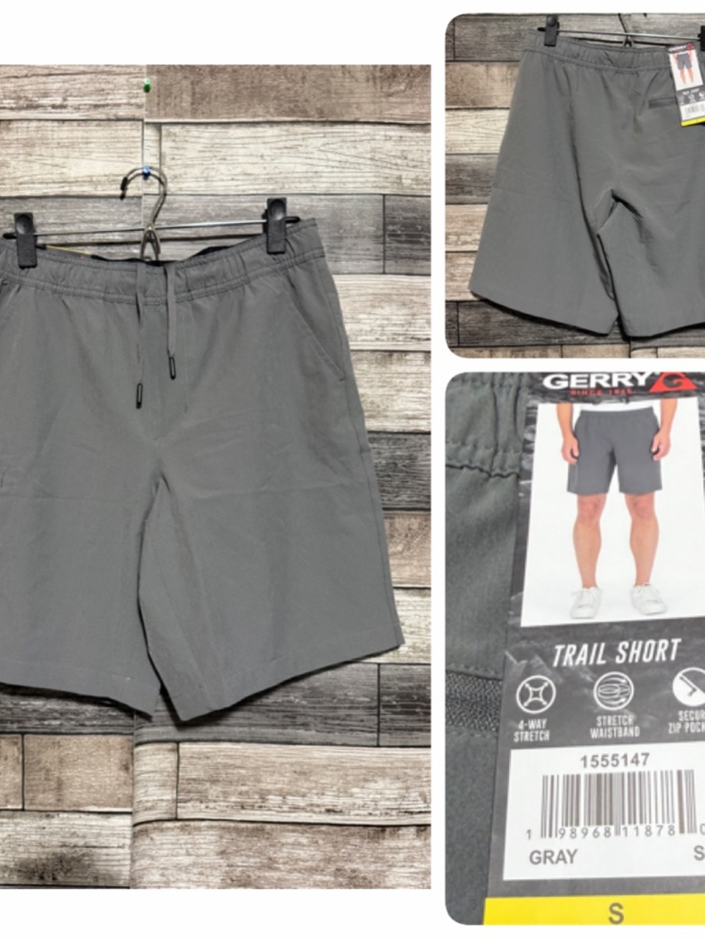 Gerry Trail Shorts Men’s S Gray (Inseam 9) Hiking Drawstring Casual